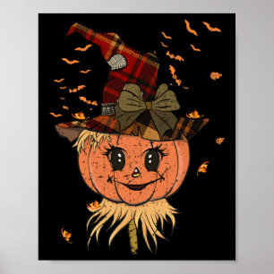 Pumpkin Reaper Head And Hat Fall Vintage Halloween Poster