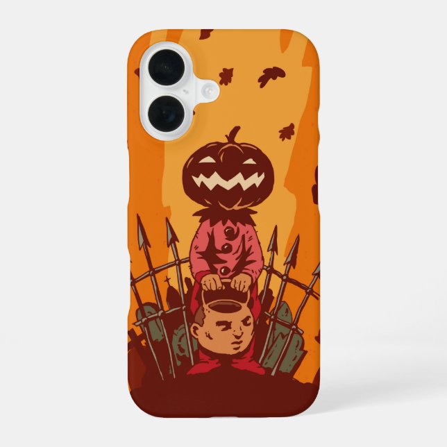 Pumpkin Reaper iPhone 16 Case (Back)