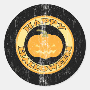 Pumpkin Retro Halloween Classic Round Sticker