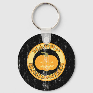 Pumpkin Retro Halloween Key Ring