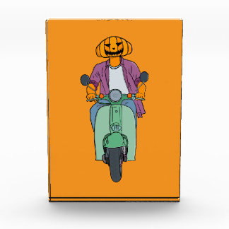Pumpkin Rider on Mint Scooter Photo Block