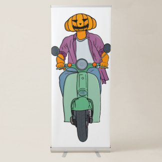 Pumpkin Rider on Mint Scooter Retractable Banner