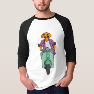 Pumpkin Rider on Mint Scooter T-Shirt