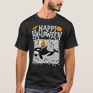 Pumpkin Riding A Whale Drinking Beer Halloween Cos T-Shirt