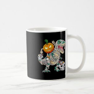 Pumpkin Riding Mummy Dinosaur T Rex Halloween Fun  Coffee Mug