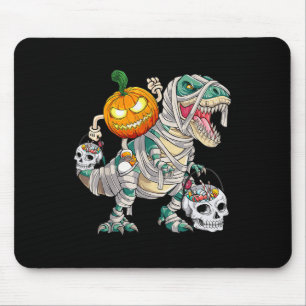 Pumpkin Riding Mummy Dinosaur T Rex Halloween Fun Mouse Mat