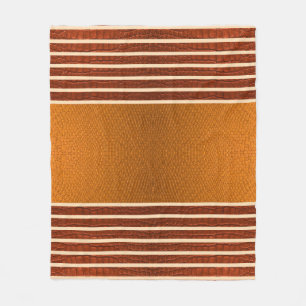 Pumpkin & Rust Exotic Faux Snake Leather Line Art Fleece Blanket