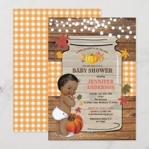 Pumpkin rustic baby shower invitation vintage