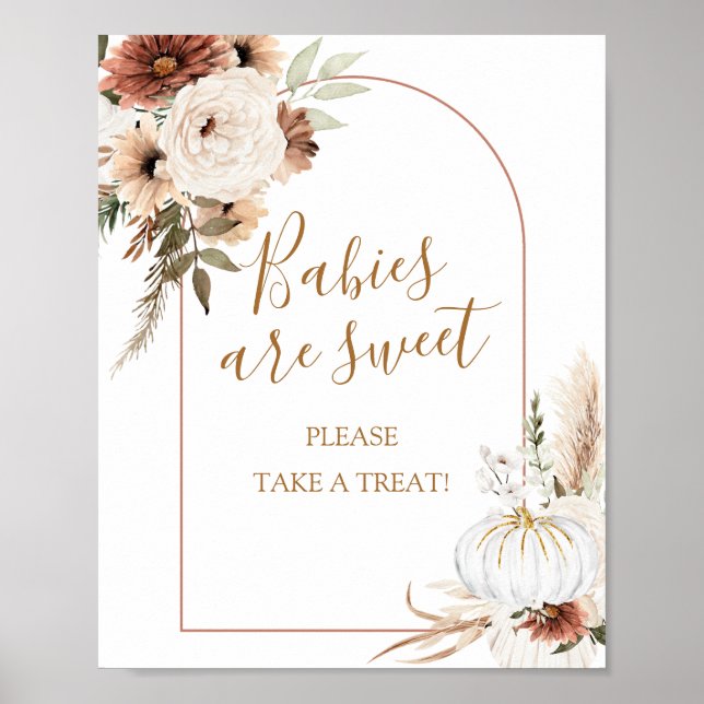 Pumpkin Rustic Boho Fall In love Babies are Sweet Poster (Front)