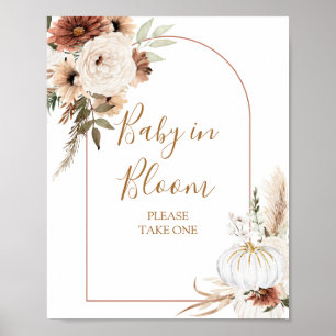 Pumpkin Rustic Boho Fall In love Baby in Bloom Poster