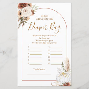 Pumpkin Rustic Boho Fall In love Diaper Bag Game