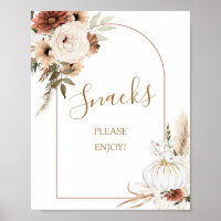 Pumpkin Rustic Boho Fall In Love Snacks Sign