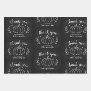 Pumpkin Rustic Chalkboard Thank You Wrapping Paper Sheet