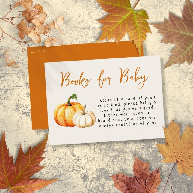 Pumpkin Rustic Fall Baby Shower Books For Baby Enclosure Card (Pumpkin Rustic Fall Baby Shower Books For Baby Enclosure Card)
