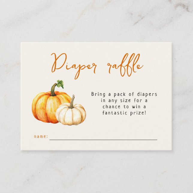 Pumpkin Rustic Fall Baby Shower Diaper Raffle Enclosure Card (Front)
