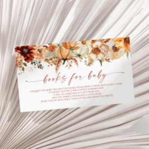 Pumpkin Rustic Floral Baby Shower Books For Baby Enclosure Card