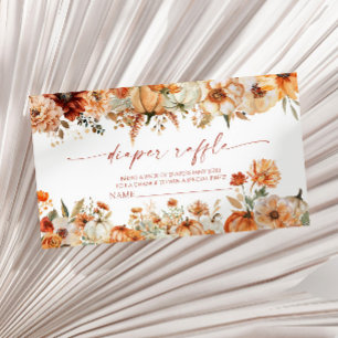 Pumpkin Rustic Floral Baby Shower Diaper Raffle Enclosure Card