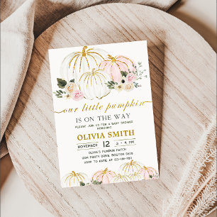 Pumpkin Rustic Floral Fall Baby Shower Invitation