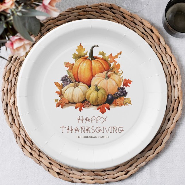 Pumpkin Rustic Thanksgiving Dinner Paper Plate (Pumpkin Rustic Thanksgiving Dinner Paper Plates)