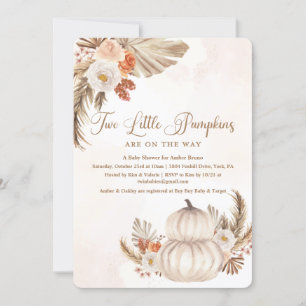 Pumpkin Rustic Twin Baby Shower Invitation
