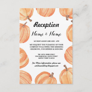 Pumpkin Rustic Wedding Reception Cards Fall