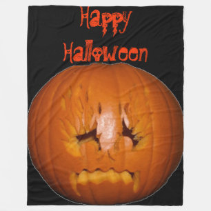 Pumpkin, Sad Flames Fleece Blanket