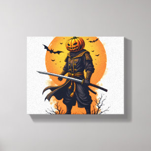 Pumpkin Samurai – Halloween Warrior T-Shirt Canvas Print