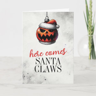 Pumpkin Santa Claws Card