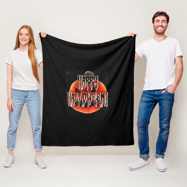 Pumpkin Scare-Wht Fleece Blanket (In Situ)