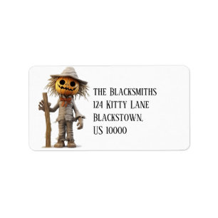 Pumpkin Scarecrow Halloween Address Label
