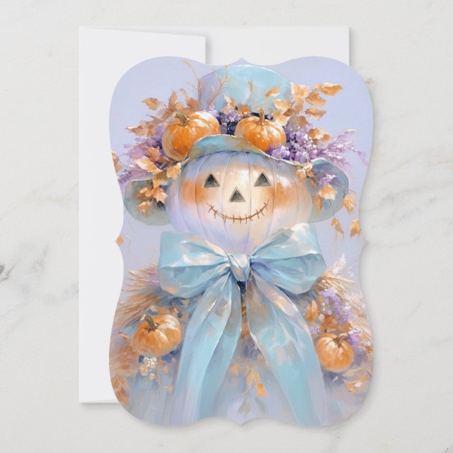 Pumpkin Scarecrow Halloween Baby Shower Invitation (Back)