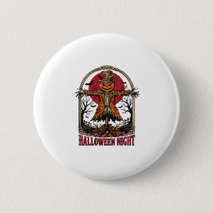 Pumpkin Scarecrow Halloween Vintage Engraving Art 6 Cm Round Badge