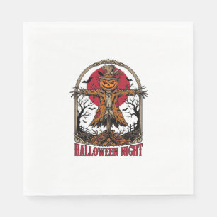 Pumpkin Scarecrow Halloween Vintage Engraving Art Napkin