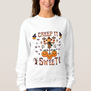 Pumpkin scarecrow kawaii halloween autumn art sweatshirt