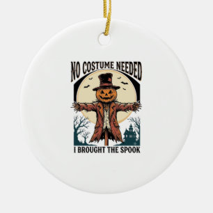 Pumpkin Scarecrow Shirt for Spooky Costume Humor Ceramic Tree Decoration
