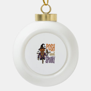 Pumpkin Scarecrow Shirt Vintage Engraving Hallowee Ceramic Ball Christmas Ornament