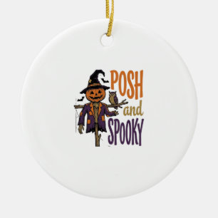 Pumpkin Scarecrow Shirt Vintage Engraving Hallowee Ceramic Tree Decoration