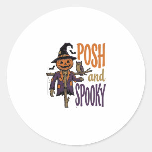Pumpkin Scarecrow Shirt Vintage Engraving Hallowee Classic Round Sticker