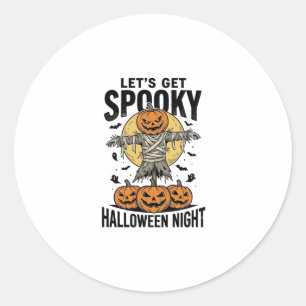 Pumpkin Scarecrow Shirt Vintage Halloween Graphic_ Classic Round Sticker