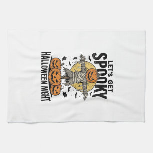 Pumpkin Scarecrow Shirt Vintage Halloween Graphic_ Tea Towel
