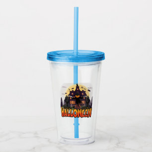 Pumpkin Scary House, Halloween Acrylic Tumbler