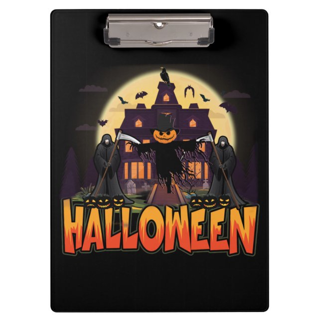 Pumpkin Scary House, Halloween Clipboard (Front)