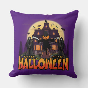 Pumpkin Scary House, Halloween Cushion