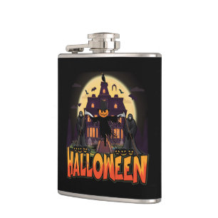 Pumpkin Scary House, Halloween Hip Flask