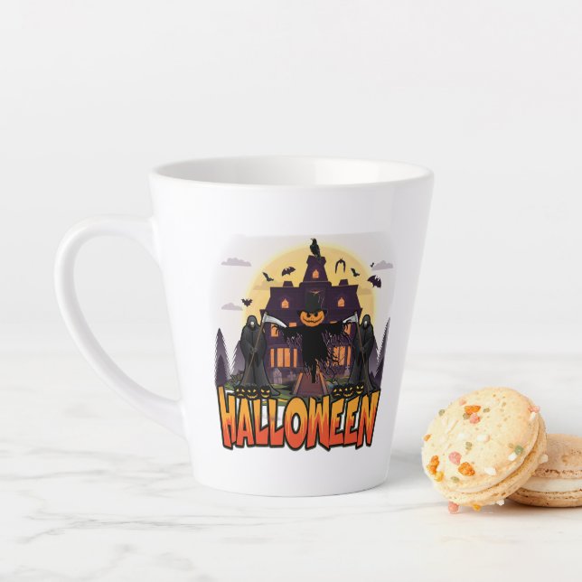 Pumpkin Scary House, Halloween Latte Mug (In Situ)