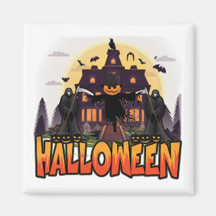 Pumpkin Scary House, Halloween Magnet