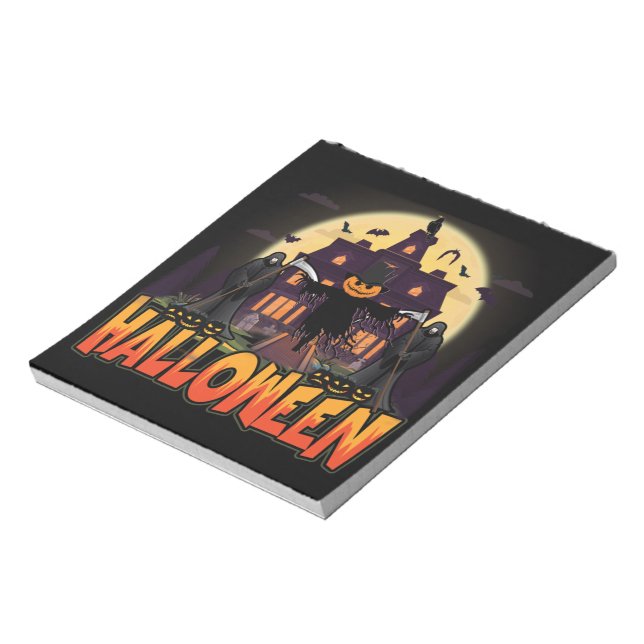 Pumpkin Scary House, Halloween Notepad (Rotated)