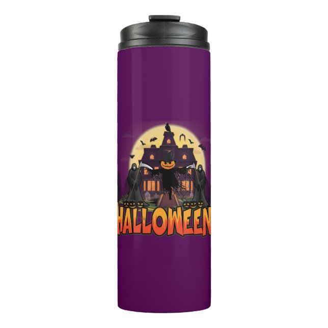 Pumpkin Scary House, Halloween Thermal Tumbler (Front)