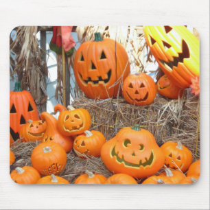 pumpkin scary spooky halloween faces farm mouse mat