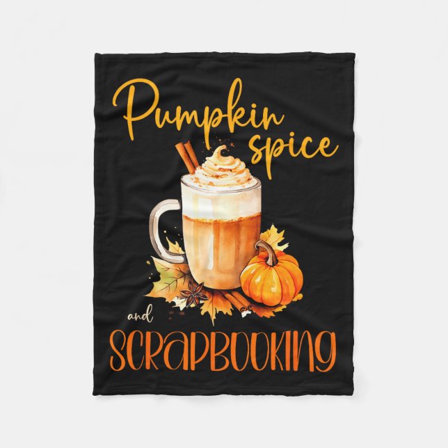 Pumpkin Sce &amp; Scrapbooking _ Cute Autumn Rusti Fleece Blanket (Front)
